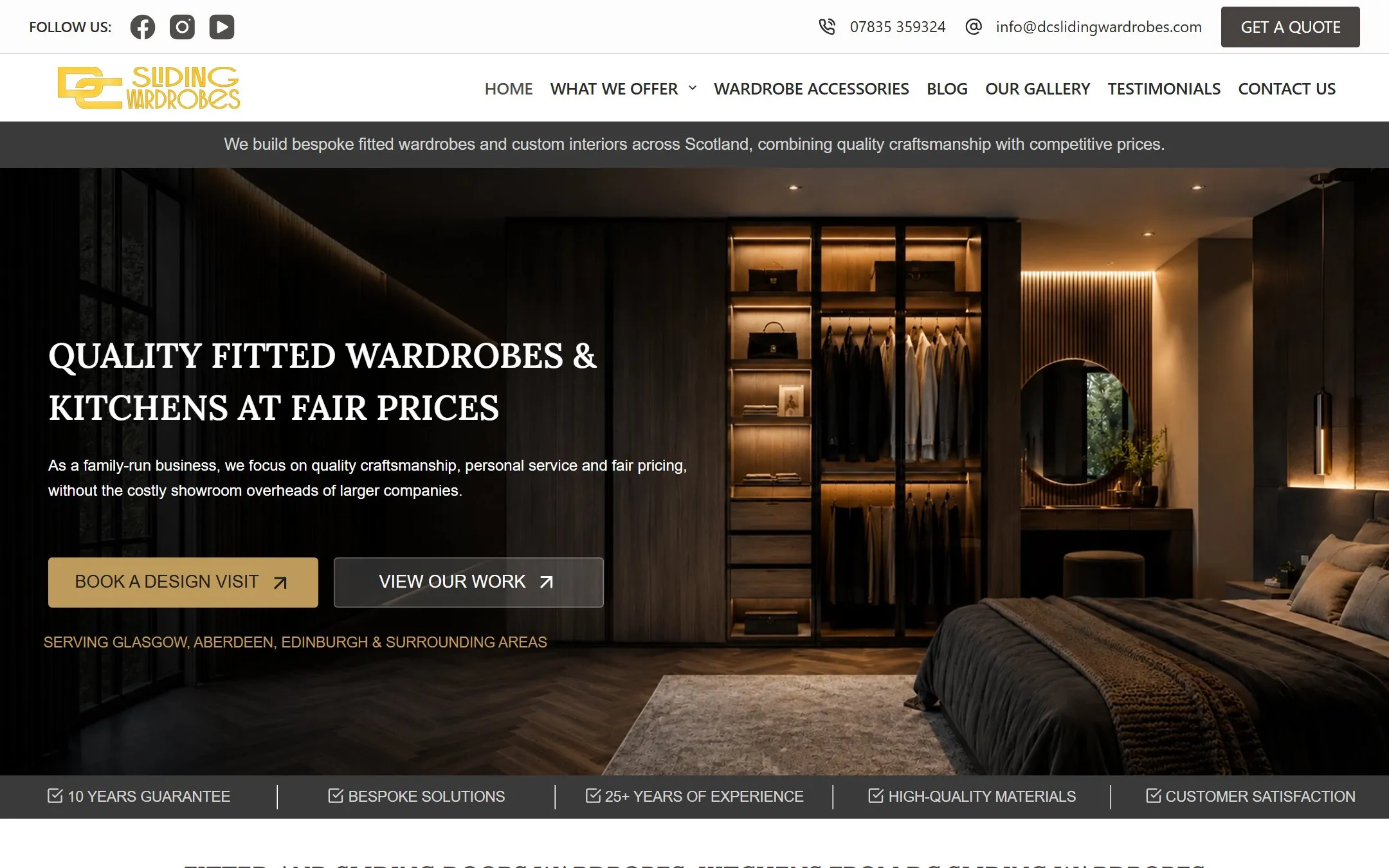 DC Sliding Wardrobes website designed by AP Web Studio
