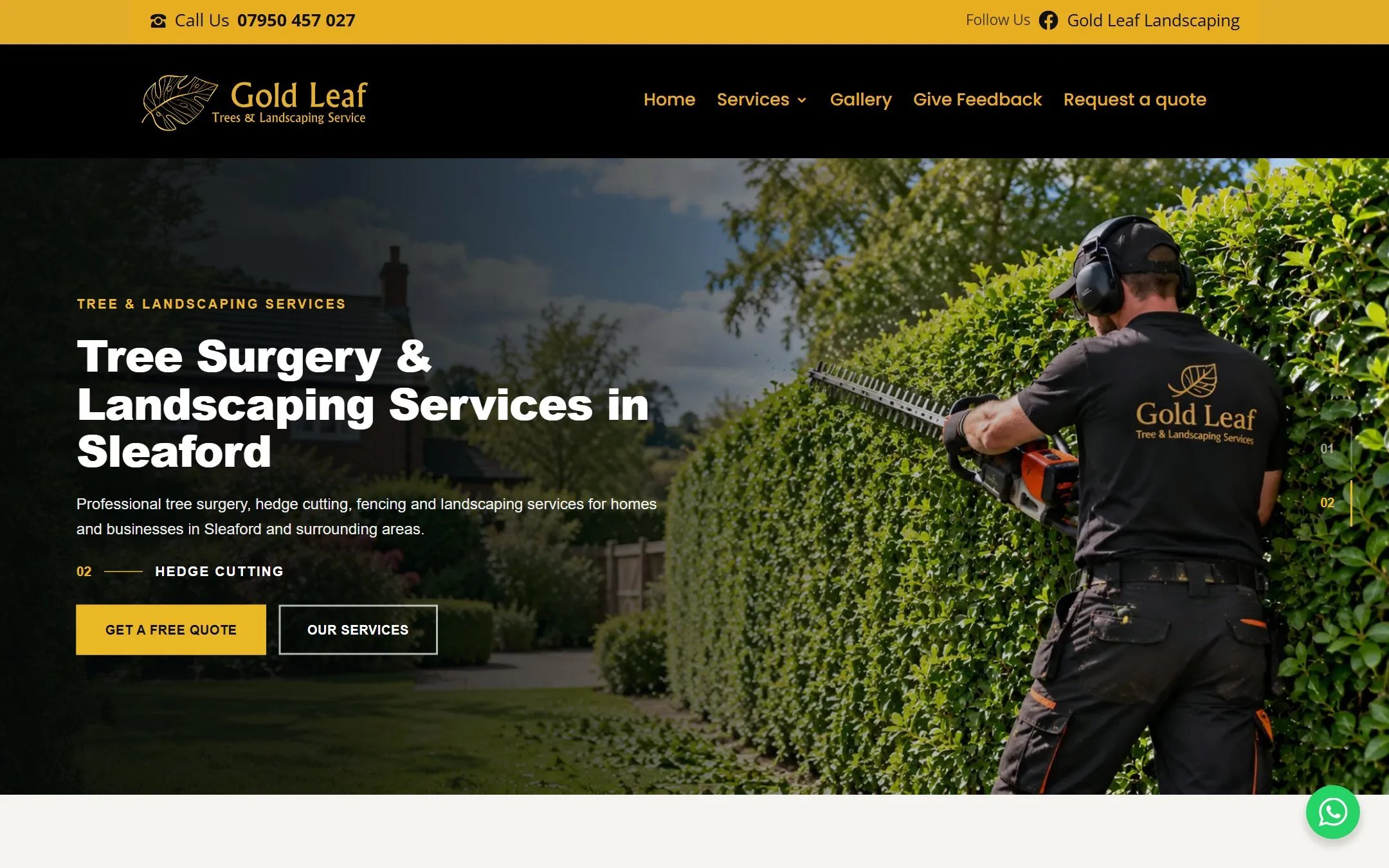 Gold Leaf Trees and Landscaping website designed by AP Web Studio