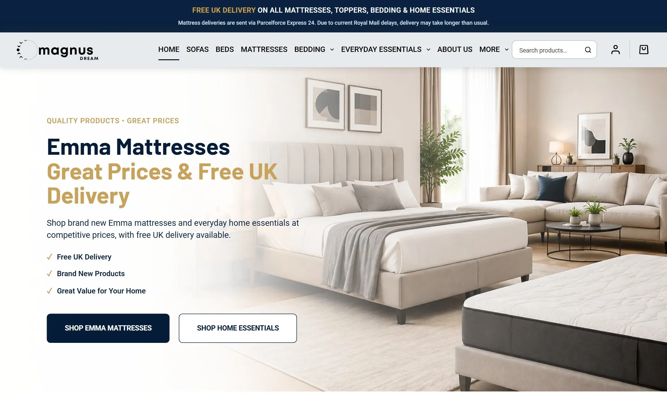 Magnus Dream ecommerce website developed by AP Web Studio