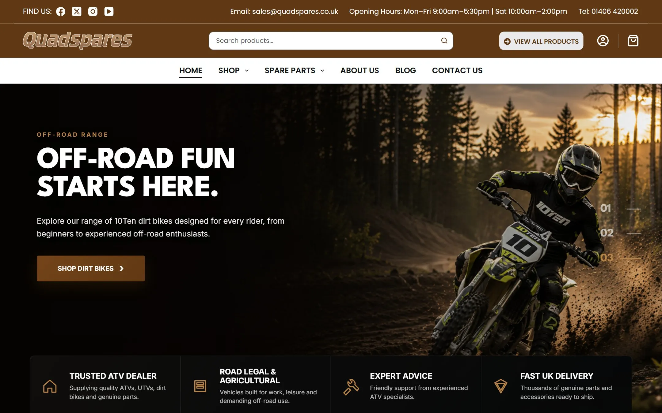 QuadSpares ecommerce website developed by AP Web Studio